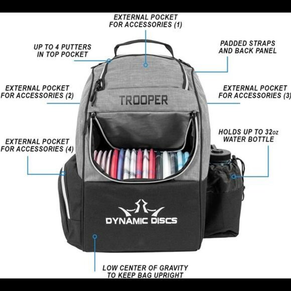 Dynamic Discs Trooper Disc Golf Backpack | Frisbee Disc Golf Bag with 18+ Disc - Picture 5 of 6